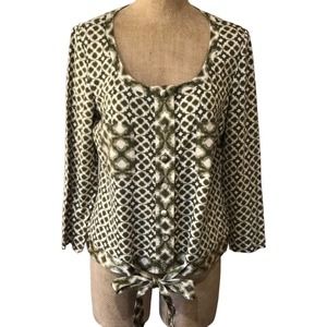 Carlisle Geometric Printed Top Size Large NWOT Vegas Glam Pure Luxury Blouse